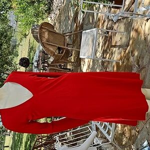 Vintage MODA International Rayon Polyester size M classic RED stretchy dress